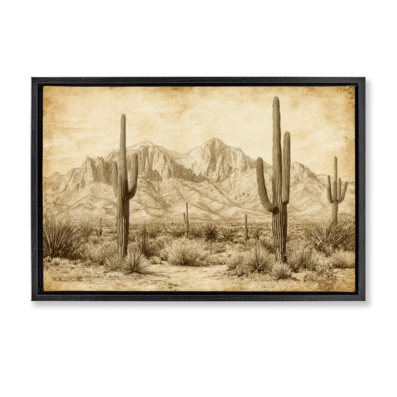 Stupell Industries The Desert Sepia Landscape Floating Frame, design by Petal Prints Design